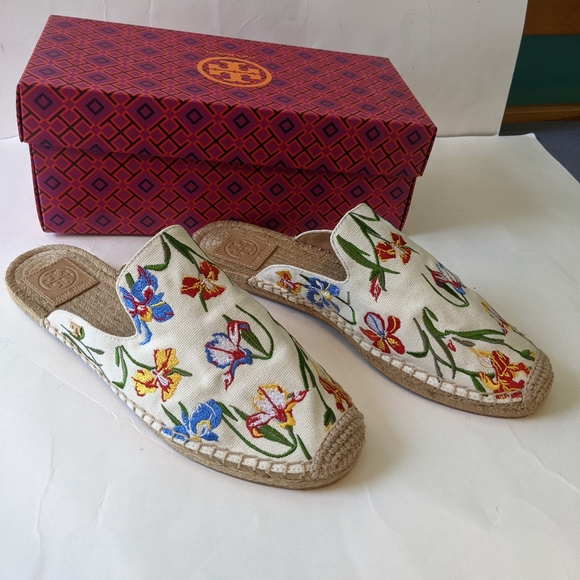 Tory Burch embroidered espadrilles slides 11 BNWB - Picture 5 of 6